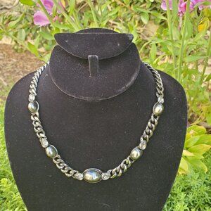 Givenchy 18 inch Necklace of gunmetal colored links